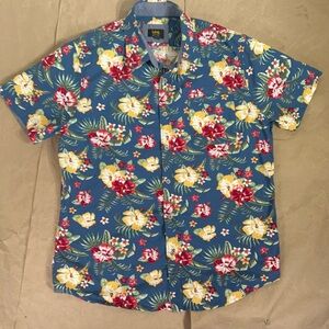 Lee Men’s Teal Floral Short-Sleeve Button-Down Shirt
